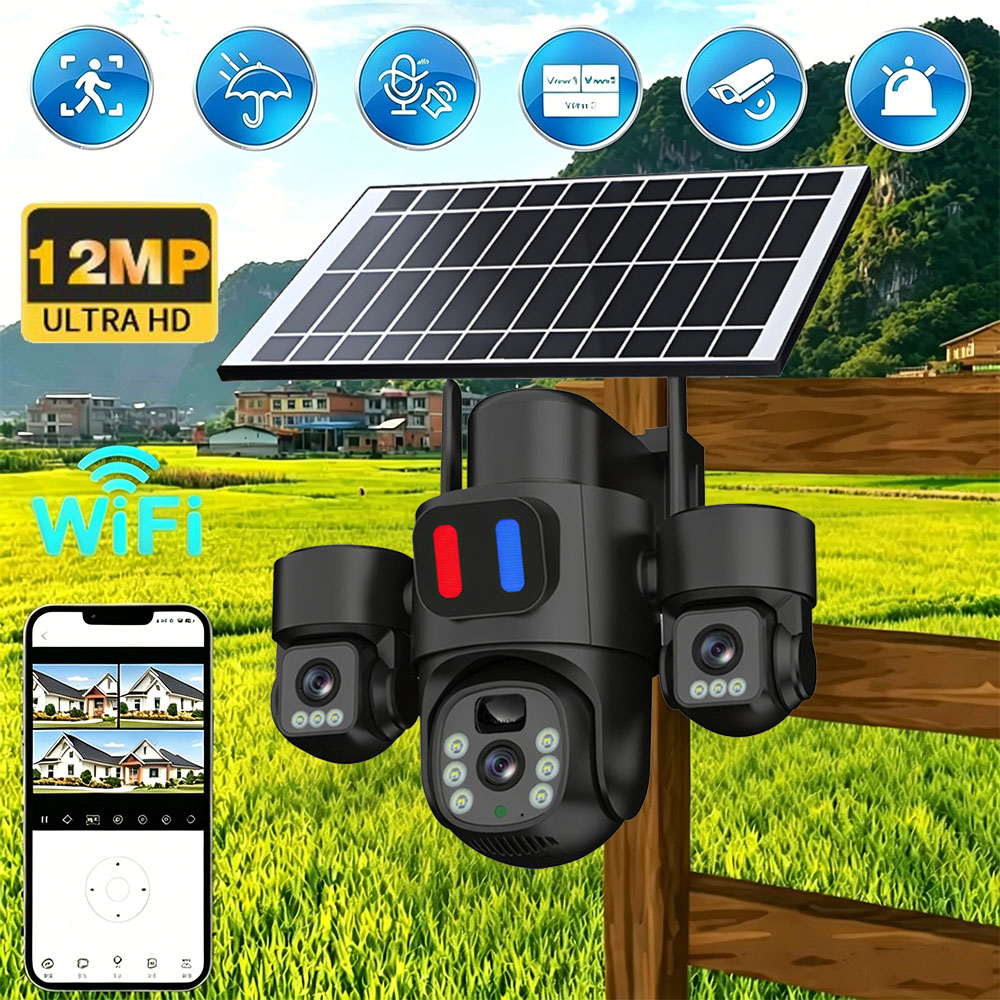 Home Security Cameras Wireless - Cámara Solar WiFi PTZ para Exteriores,