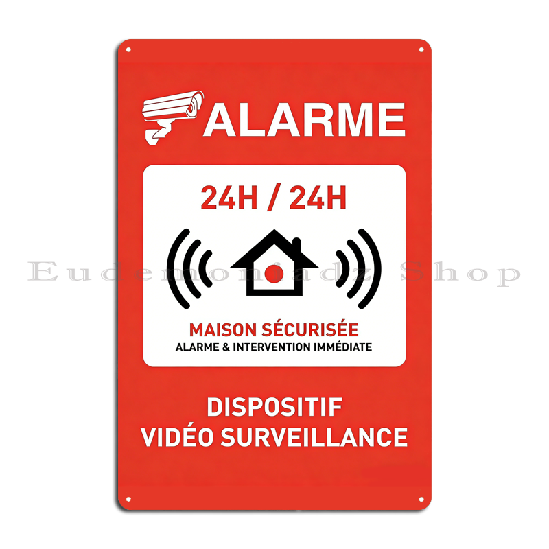 Letrero Metálico Retro de 24h  - Home Security With Alarm reseña y precio