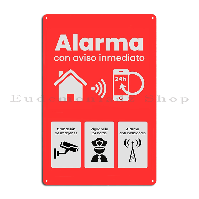 Letrero Metálico Retro de 24h  - Home Security With Alarm reseña y precio