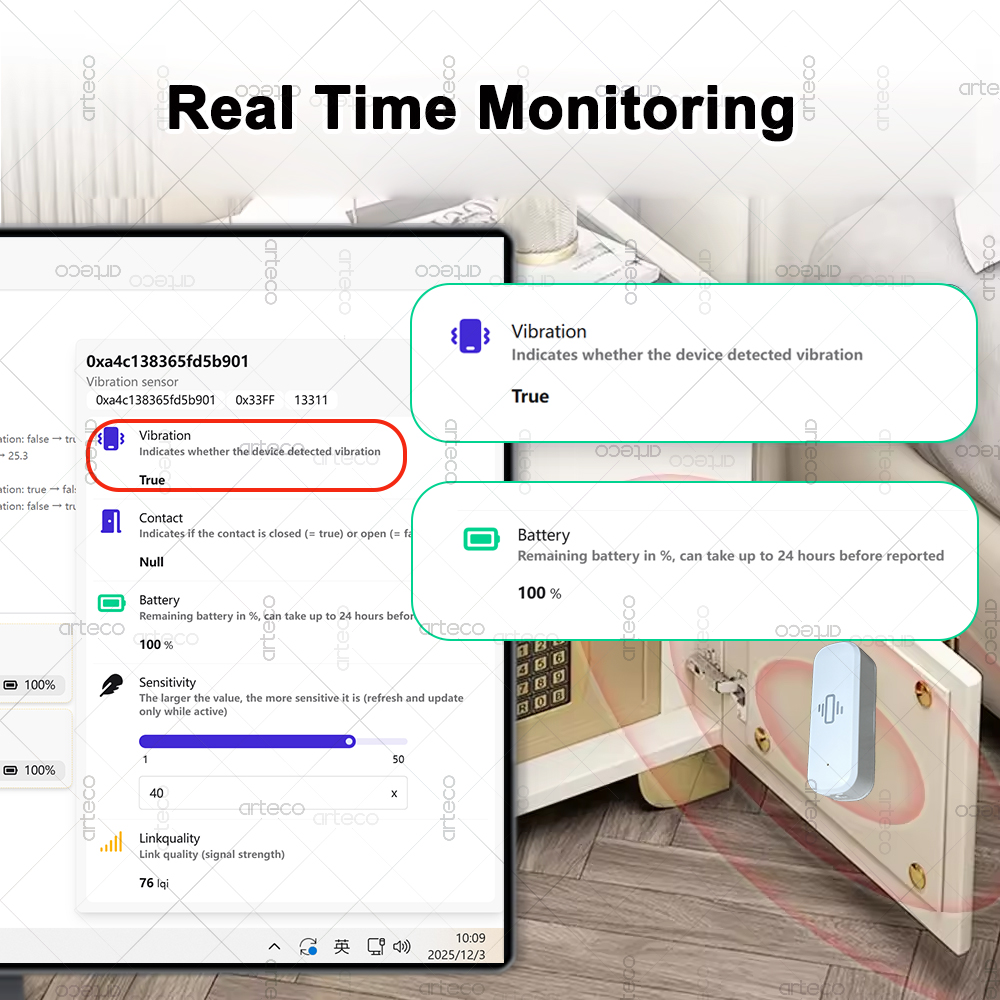 Sensor de vibración inteligent - Home Security Tools reseña y precio