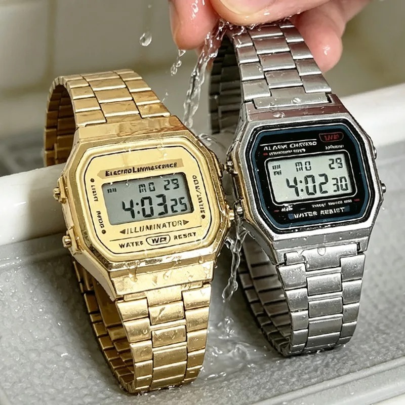 Reloj de pulsera F91W, resiste - Home Security Electronics reseña y precio