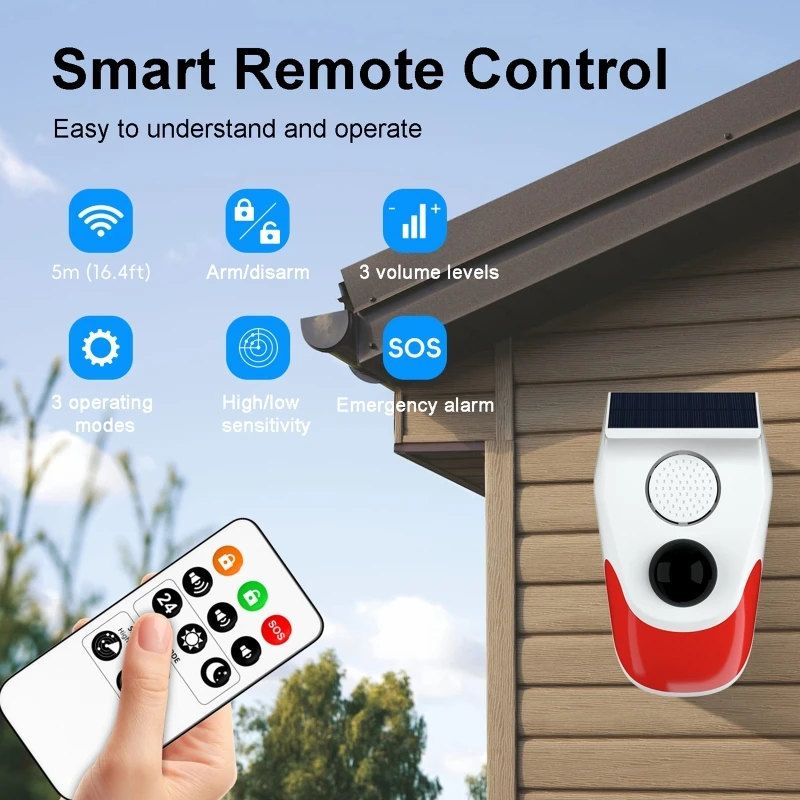 Alarma de luz de sonido Solar  - Alarm Siren Outdoor reseña y precio